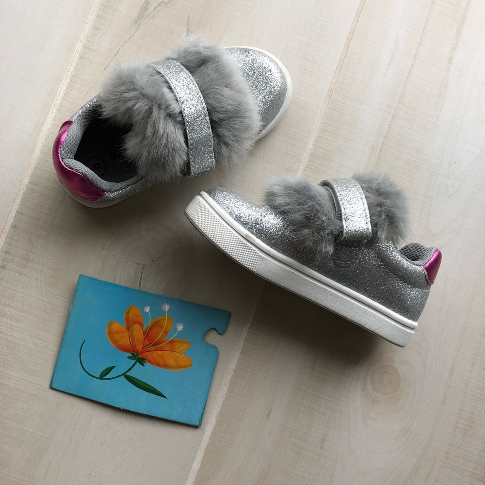 Glitter Fur Velcro Sneakers | Size 8